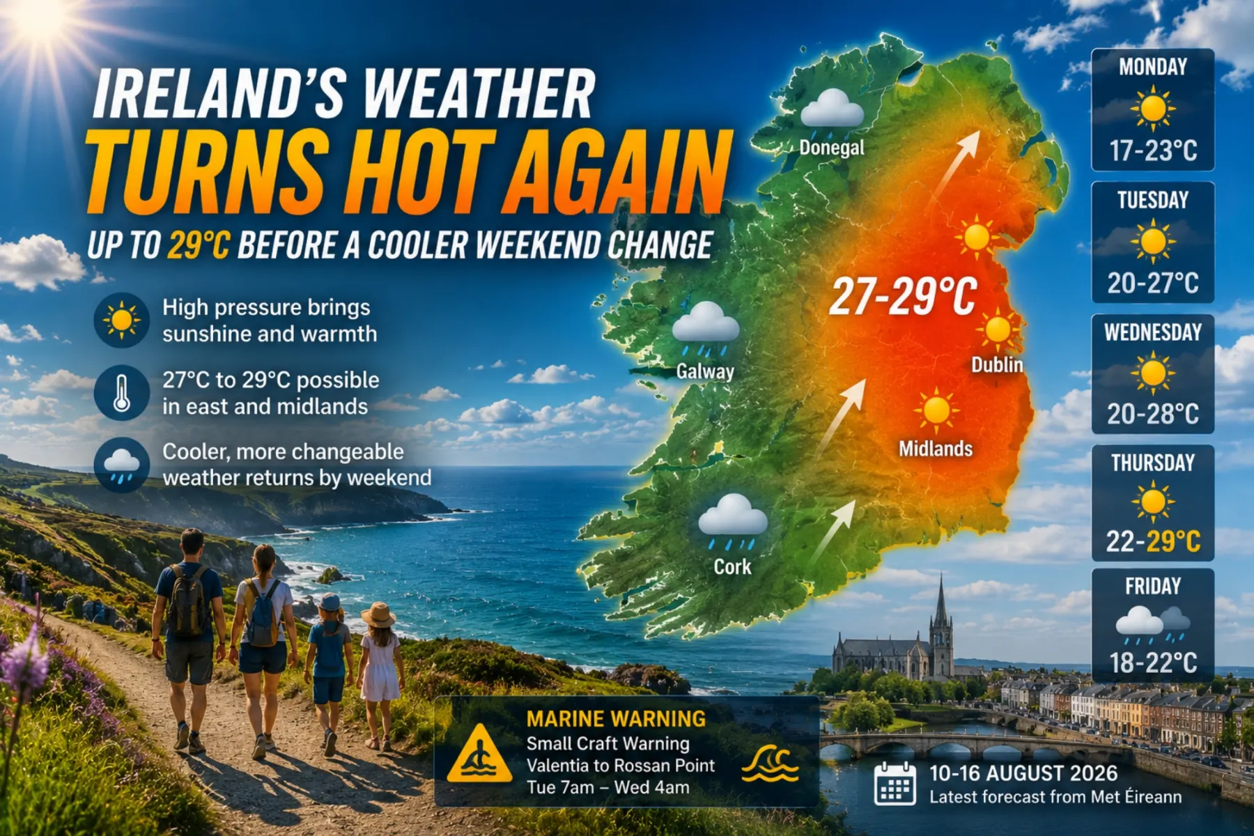 Ireland’s Weather Turns Hot Again: Up to 29°C Before a Cooler Weekend Change