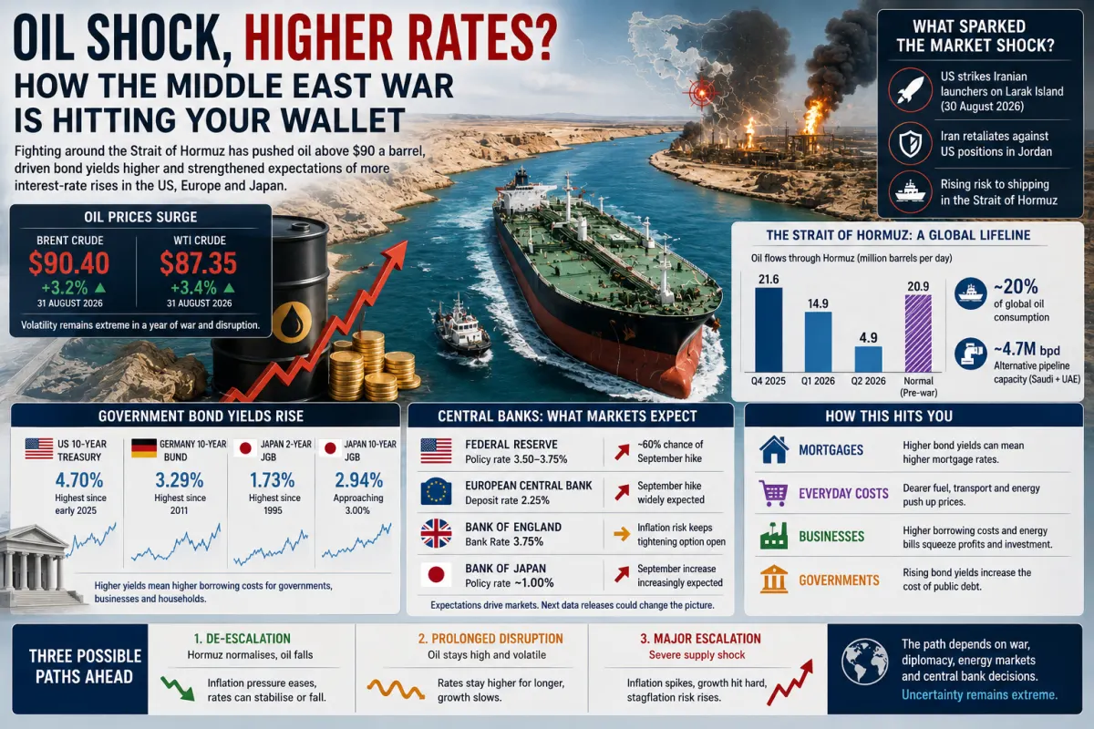 Oil Above $90 Revives the Global Interest-Rate Shock as Middle East Fighting Returns