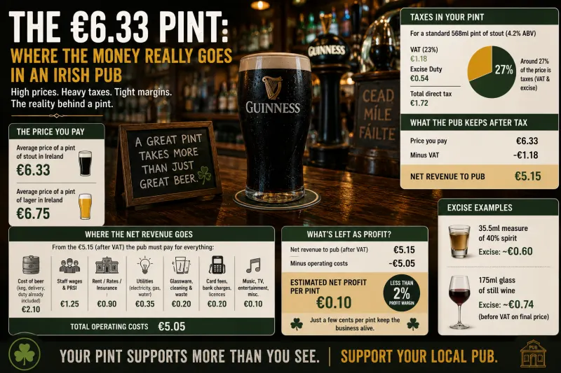 The €6.33 Pint: Where the Money Really Goes in an Irish Pub — and How Much the Publican Actually Keeps