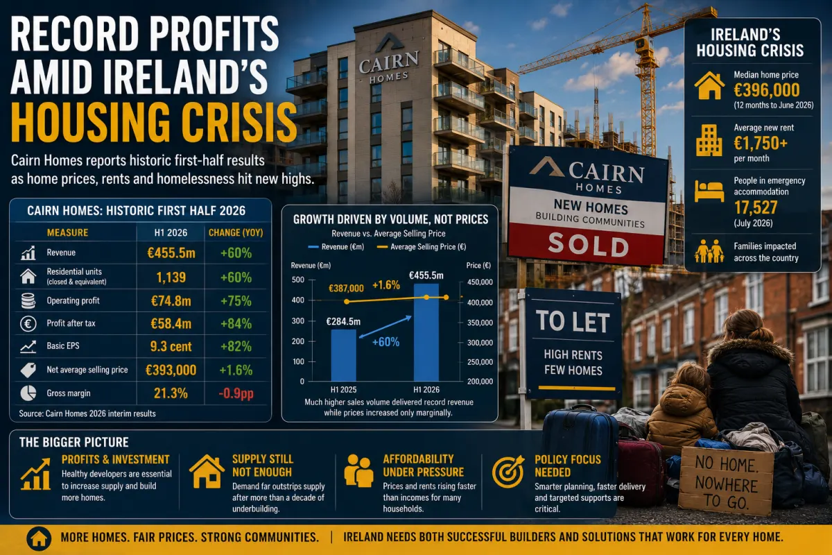 Cairn Homes’ Record Profits Meet Ireland’s Housing Crisis: Why More Building Has Not Yet Restored Affordability