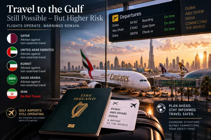 Dubai and Doha Are Still Flying — So Why Is Ireland Warning Travellers Away From the Gulf?