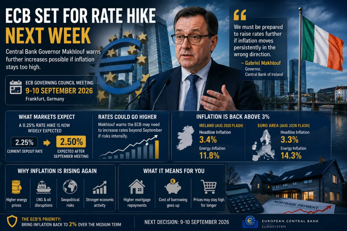 Ireland Faces a New Interest-Rate Squeeze as Makhlouf Opens the Door to Further ECB Hikes