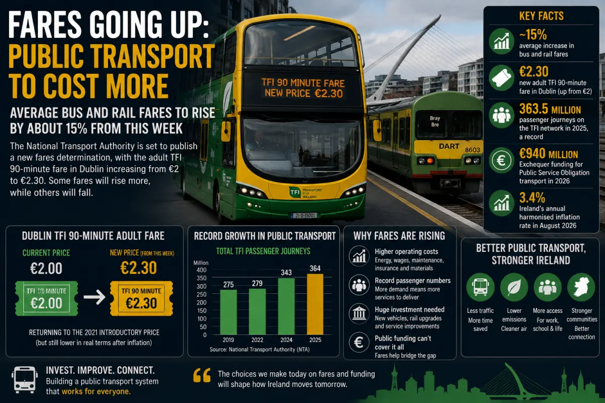 Ireland Prepares for Higher Bus and Rail Fares as the Cost of Subsidising Public Transport Surges