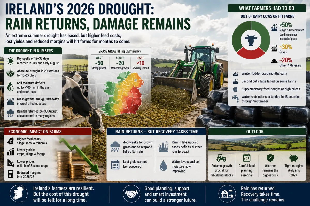 Ireland’s Drought Shock: Fodder Shortages and Rising Costs Leave Eastern Farms Facing a Difficult Winter