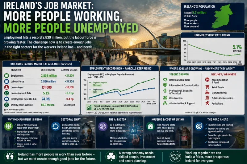 Ireland’s Jobs Paradox: Record Employment, Rising Unemployment and a Labour Market Starting to Shift