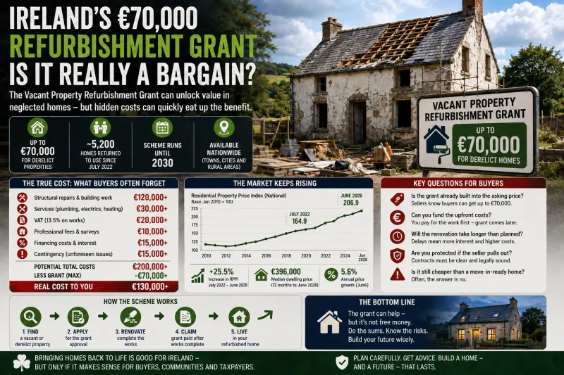 Ireland’s Vacant-Home Paradox: Why a €70,000 Renovation Grant Can Still Leave Buyers Paying More